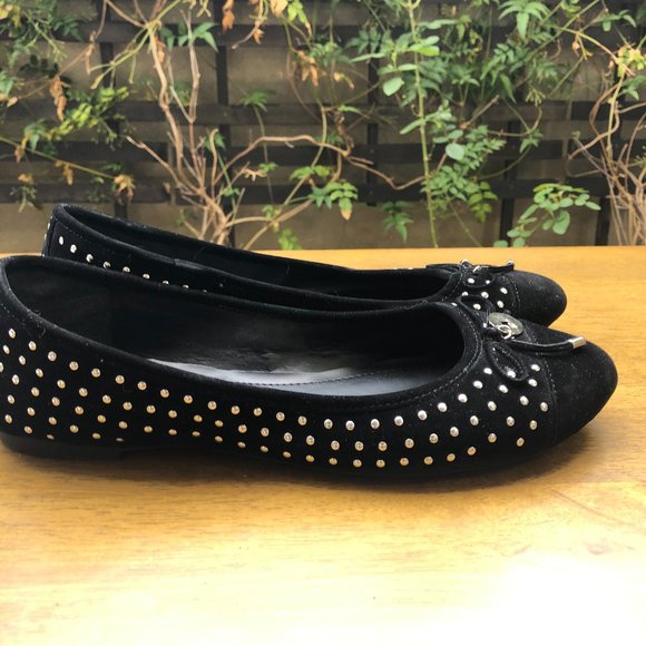 BCBGeneration Suede Black Ballet Flats Studded - Picture 5 of 7